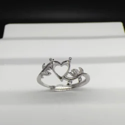 MeiBaPJ Inlay Heart-shaped 6mm Gemstone Fashion Ring Setting DIY Empty Holders for Women S925 Sterling Silver Fine Charm Jewelry