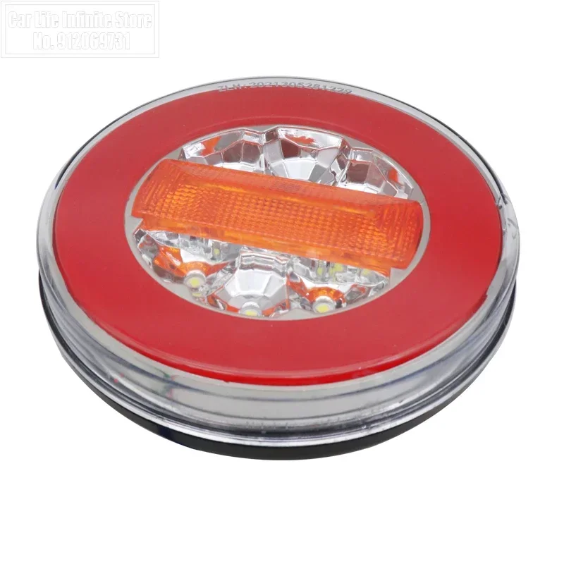 2Pcs Round LED Truck Tail Light 12V 24V Dynamic Running Turn Signal Rear Lamp Trailer Brake Lights Pickup Car Tractor Taillights