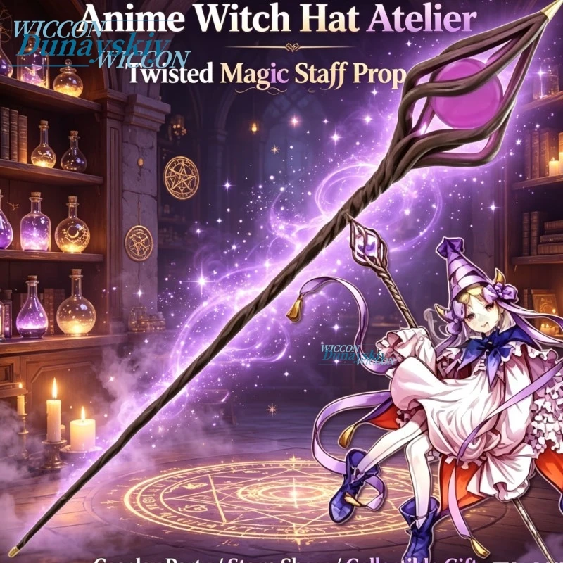 Chapeau de sorcière Anime Atelier Cosplay, Accessoire de cosplay baguette magique torsadée Ininia, Cadeau de collection pour fête, spectacle et scène