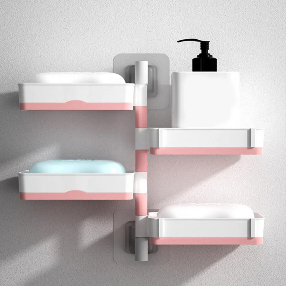 2/3/4Pcs Wall Mounted Bathroom Soap Dish with Suction Cup 2/3/4 Layers Soap Bar Holder Punch-Free Installation Soap Draining