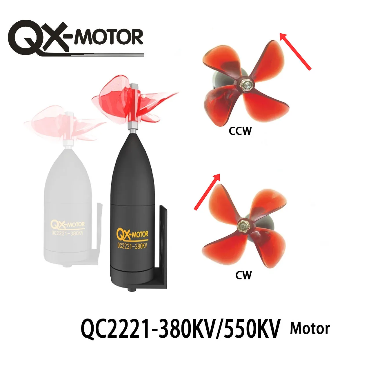 QX-Motor QC2221-380kv 550kv CW/CCW Brushless Motor with 50A 2-6s ESC For RC Fishing Bait Boat Model