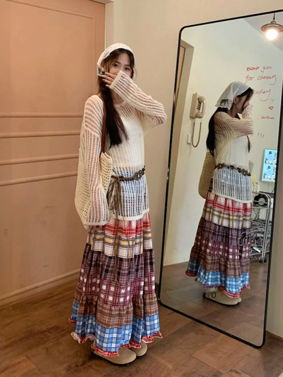 

n Sle A-Line Midi Skirt Women's Spring Autumn High Waist Gown Length Cake Skirt Set Floral Print Casual Commute