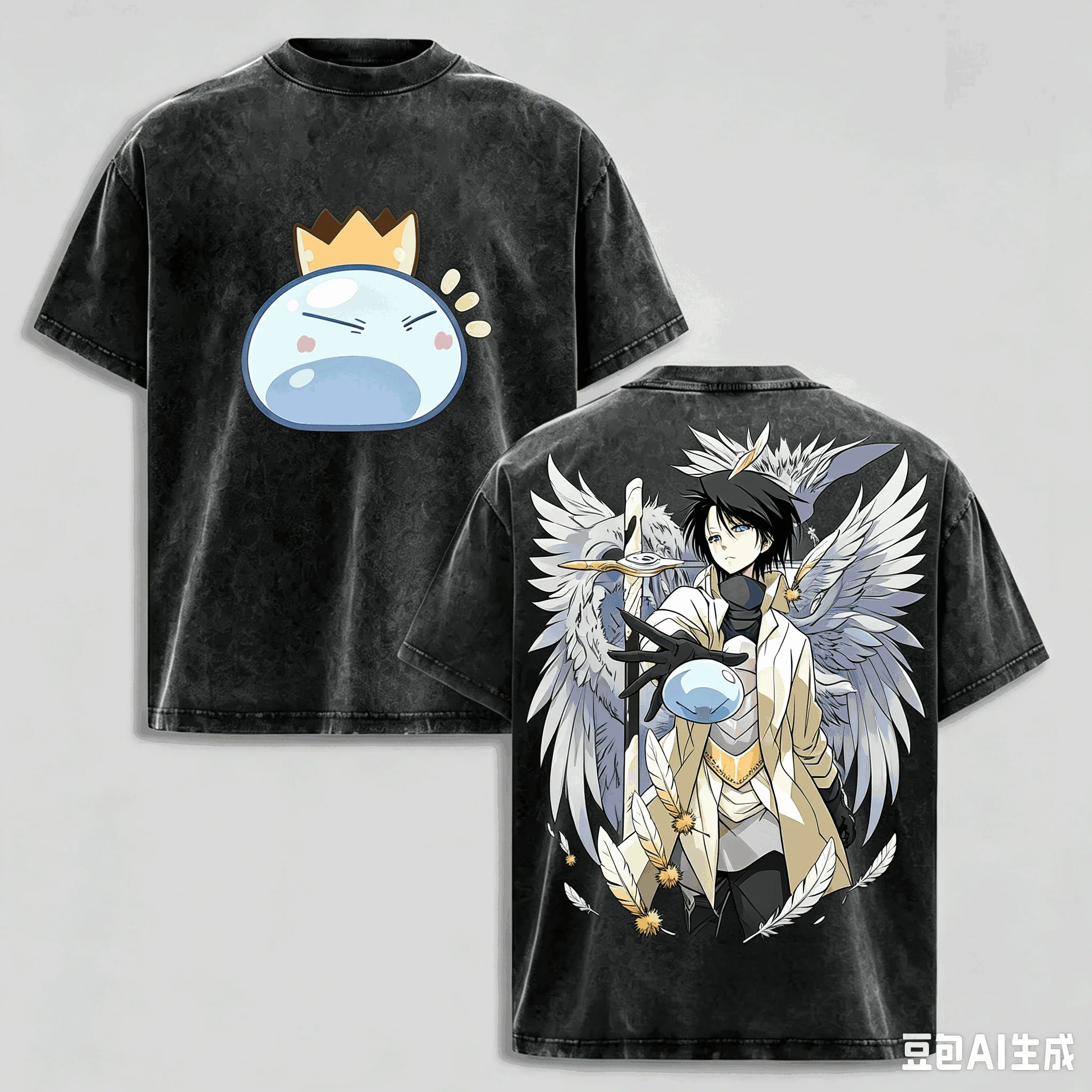 That Time I Got Reincarnated as a Slime Washed T-shirt Oversized Unisex Printed Oversized T Shirt Cotton Crew Neck Short Sleeve