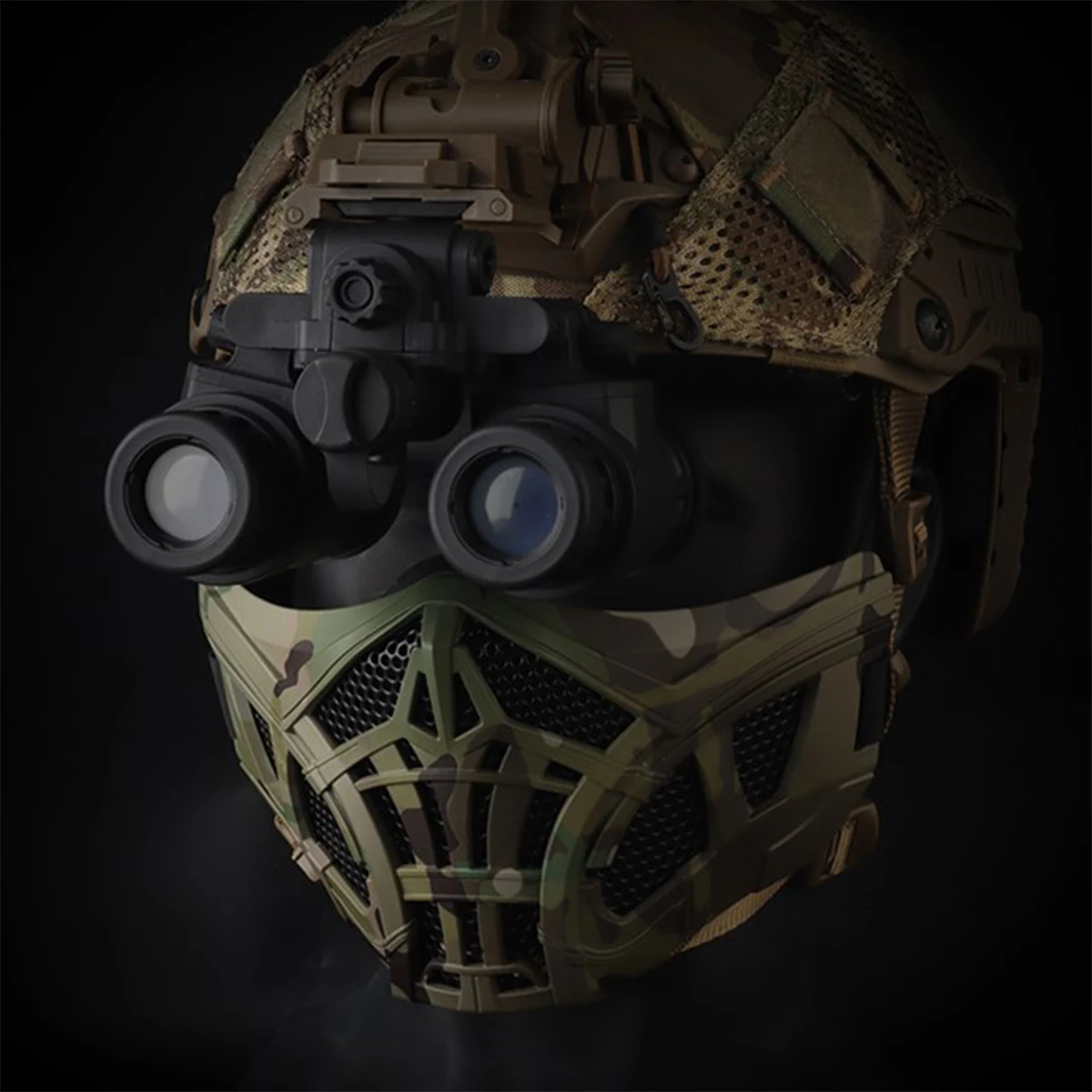 Airsoft Half Face Silica gel Mask with Ear Face Protection Cool Halloween Mesh Masks for CS Hunting Paintball Shooting Cosplay