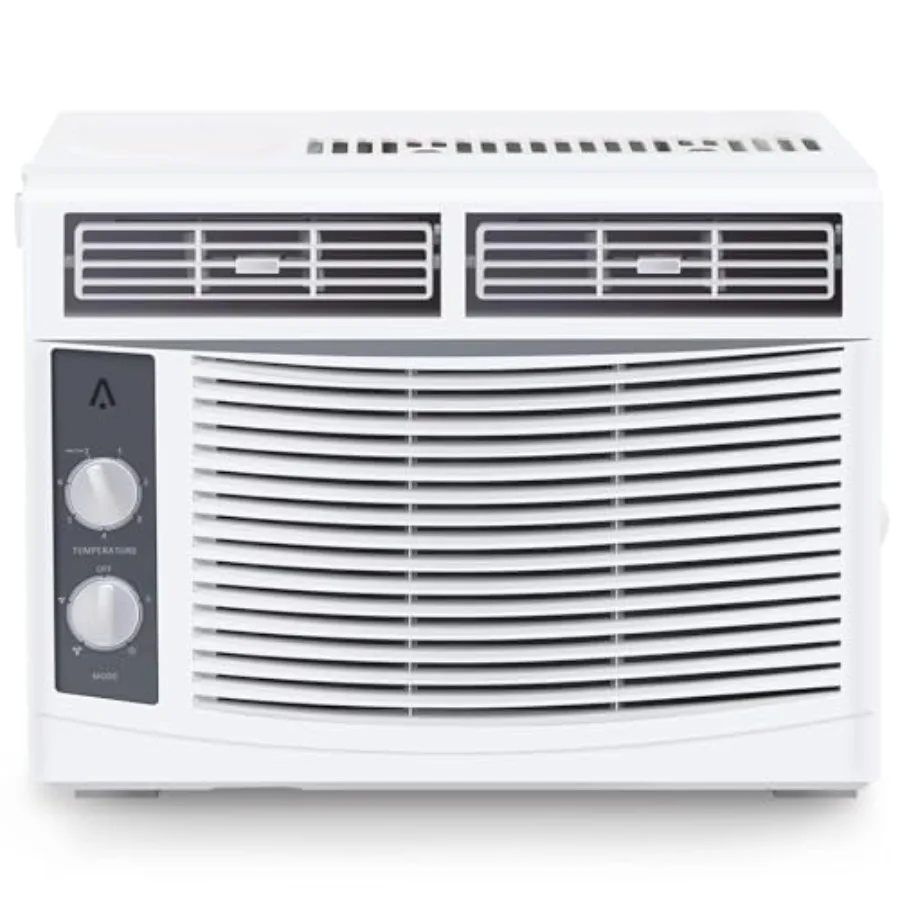 5, 000 BTU Window Air Conditioner for Small Bedroom, Living Room, Home Office White, Steel Housing, Easy Mechanical Controls, R