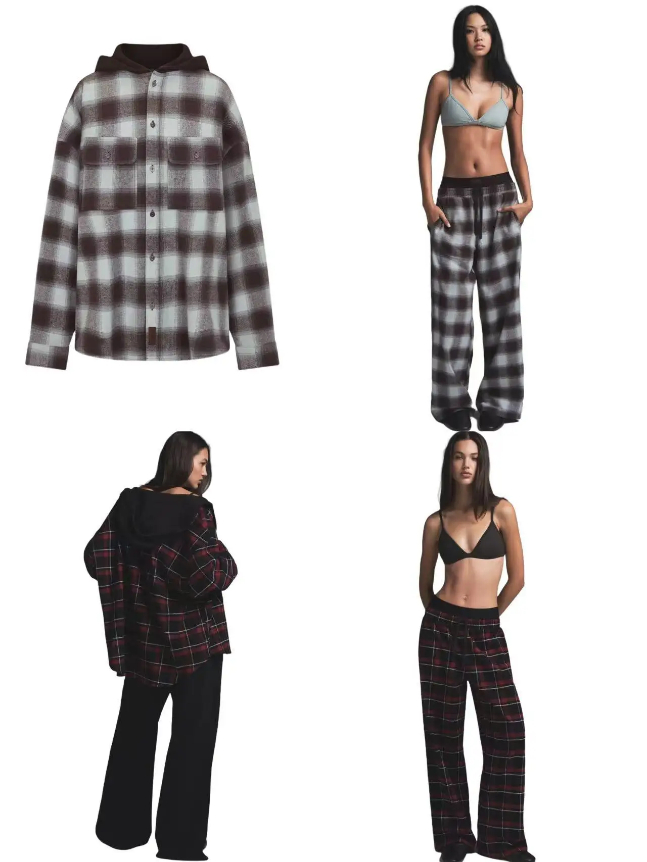 

Kardaian New Year Plaid Loose Casual irt Jaet Set Double Waist Long Pants Faionable Comfortable Cotton Blend Outfit
