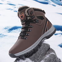 Mens Boots Winter Warm Plush Lining Snow Boot for Men Waterproof PU Leather Sneakers Mens Anti-skid Wear-resistant Outdoor Shoes