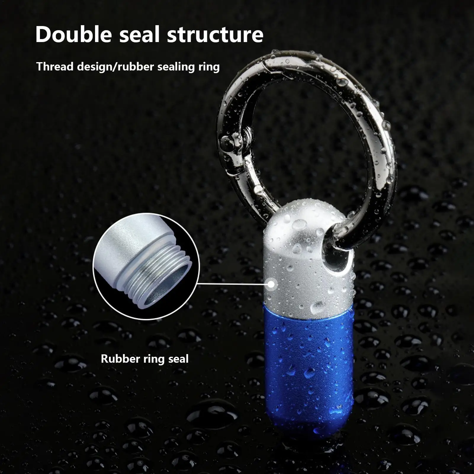 

aluminum alloy Small Pill Case Traveling Pocket Medication Box Pill Holder Keychain For Home Trip Hotel Apartments School