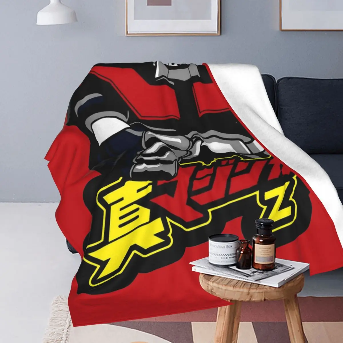 Mazinger Z Anime Flannel Blanket Vintage Throw Blankets for Bed Sofa Couch 200x150cm Quilt