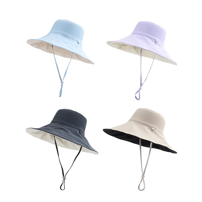 

UPF50+ Double-Sided Sun Hat Adjustable Windproof Wide Brim for Women Outdoor