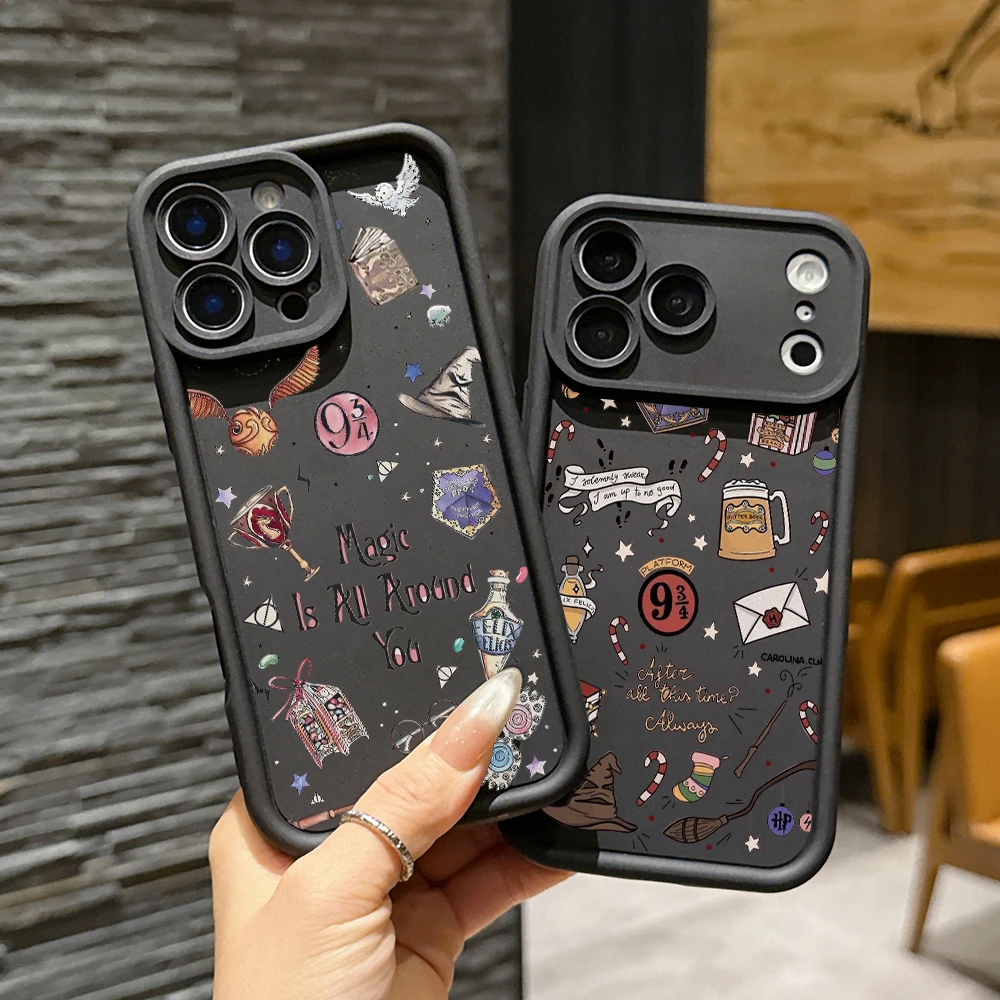 Capa de Celular P-Potters Magic Label H-Harries para Apple iPhone 17 Air 16 16e 15 14 Plus 13 12 11 Pro Max X Xs XR 8 Capa de TPU Macia