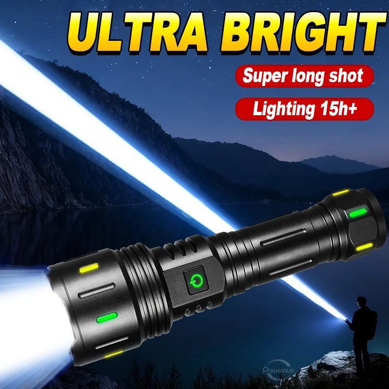 Ultra Bright Rechargeable LED Flashlights Super Bright Lantern 5 Modes IPX6 Tactical Torch for Fishing Camping Outdoor Emergency