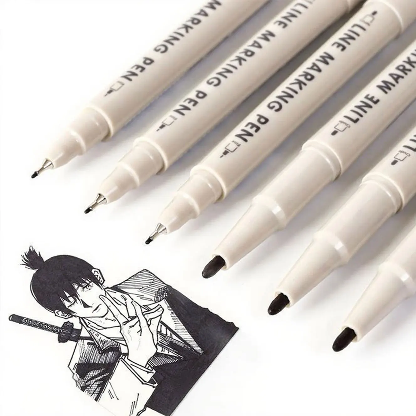 

Ручка для маркировки линий с двойным наконечником, рисунок манги, художественный маркер, кисть для рисования эскизов, канцелярские принадлежности, художественные ручки для рисования