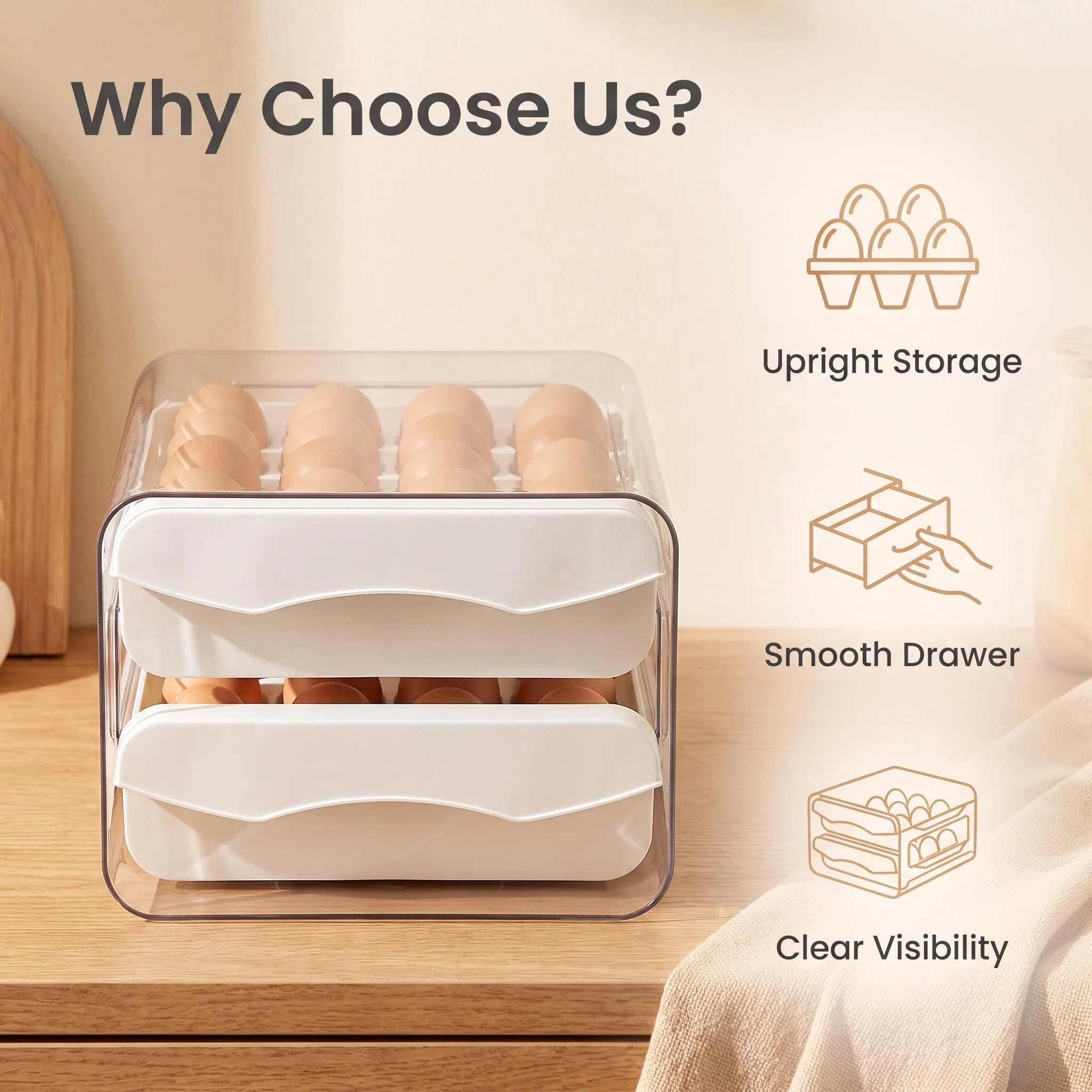 Organizador de Huevos Transpar - Drawer Organizer Tray reseña y precio