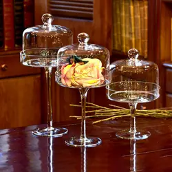 High Legged Transparent Glass Container European Modern Large Cake and Dessert Storage Jars with Lid Wedding Decoration Ornament