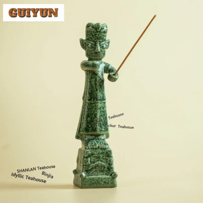 

Sanxingdui керамическая бронза, большая стоячая фигурка, держатель для благовоний, дзен-сад, курильники для медитации, курильница, набор украшений