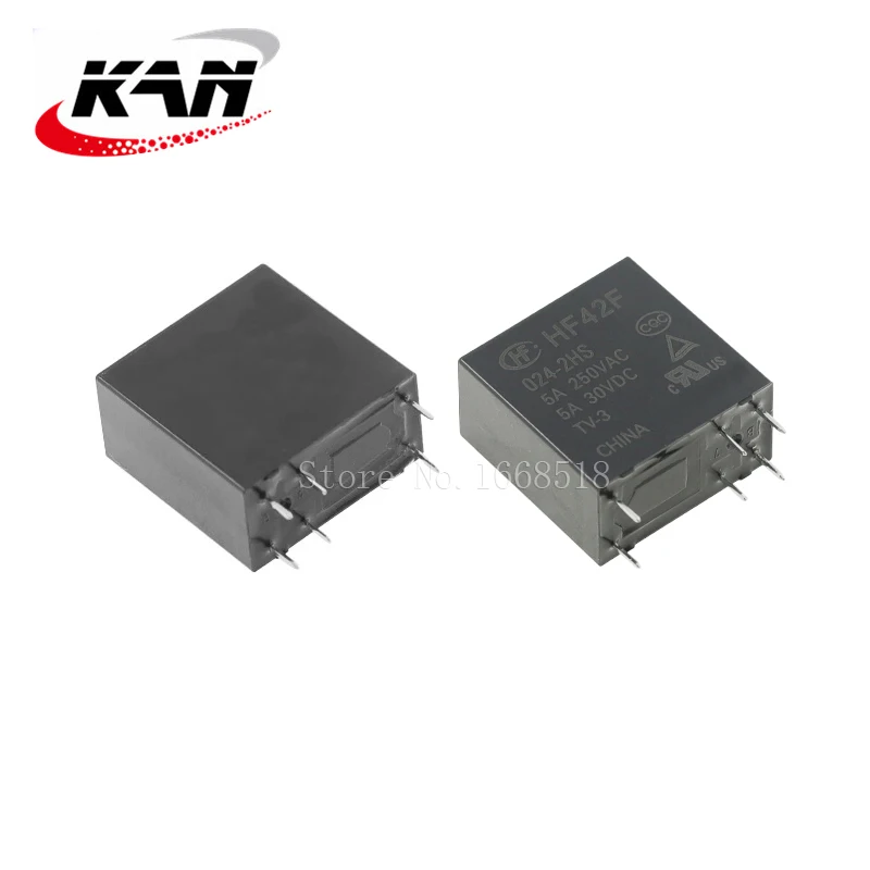 Imagem -05 - Relé de Potência Hf42f0052hs Hf42f-012-2hs Hf42f-024-2hs 5vdc 12vdc 24vdc 5a 250vac 6pin Original Novo 100 Pcs
