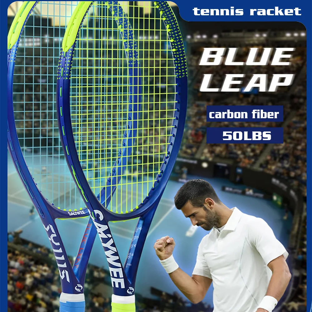 

27Y inches carbon fiber tennis racket blue fluorescent green man high elasticity lightweight shock absorption Sweet Zone woman