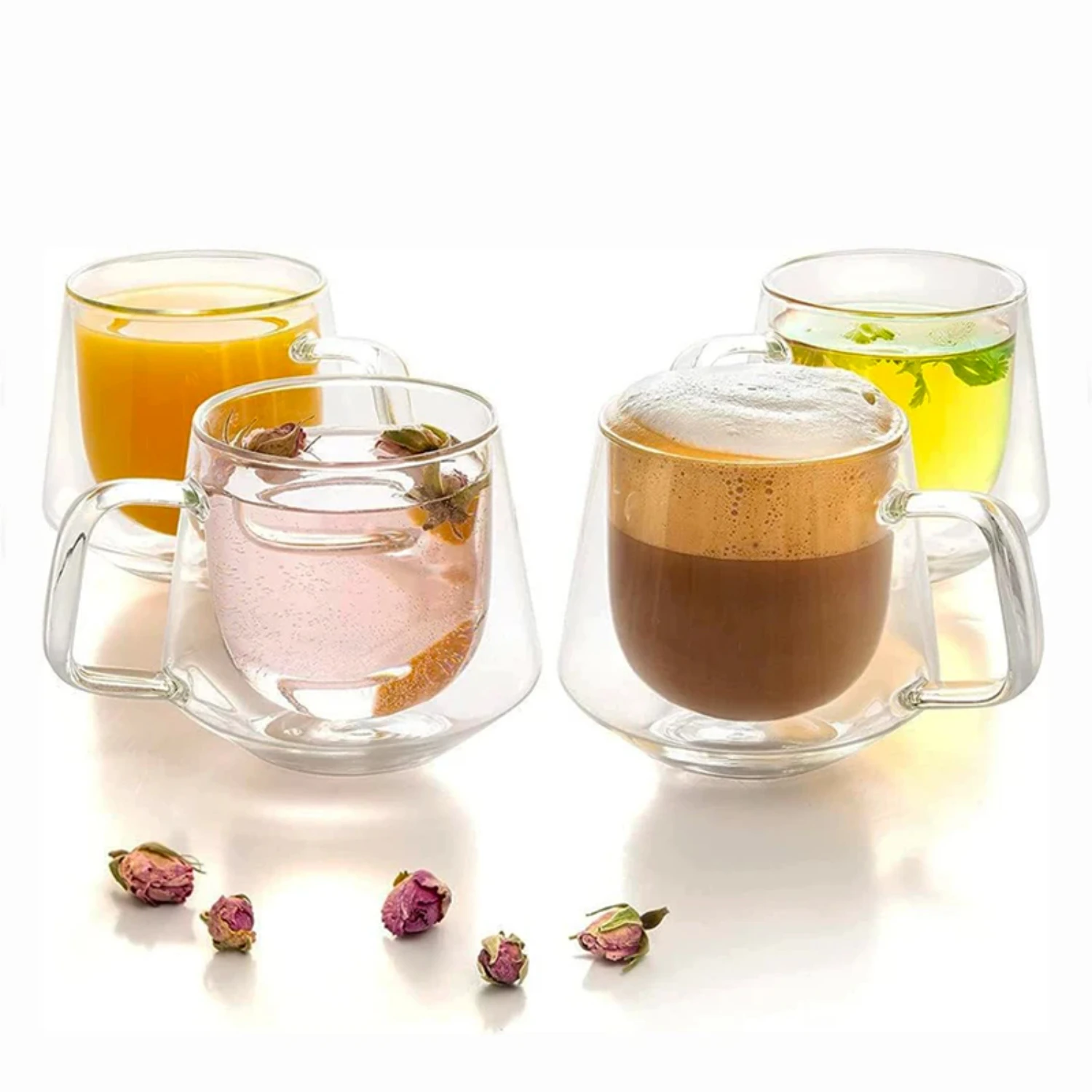 Insulated 200ml Double Wall Glass Coffee Cup with Handle - Heat-Resisting Tea and Milk Mug - Stylish and Practical Glass Tea Cup