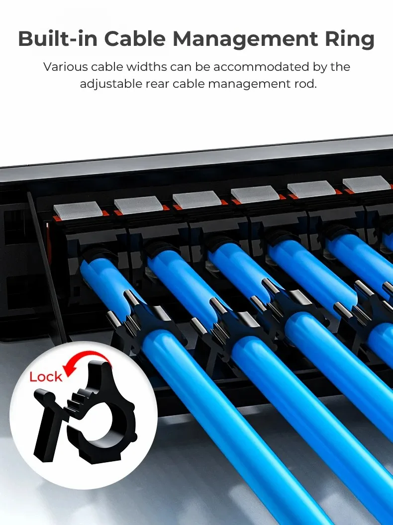 Woeow 24 port blank patch panel utp mit verstellbarer hinterer kabel management leiste für rj45 cat5e, cat6, cat6a, usb, hdmi