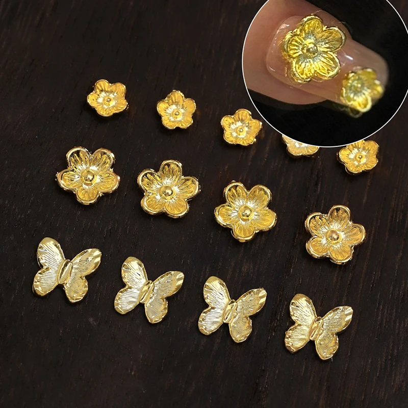 10pcs Elegant Flower Nail Art Charms 3d Alloy Rose Flower Nail Art Charms Gold Nail Jewelry Decoration Nail Metal Parts