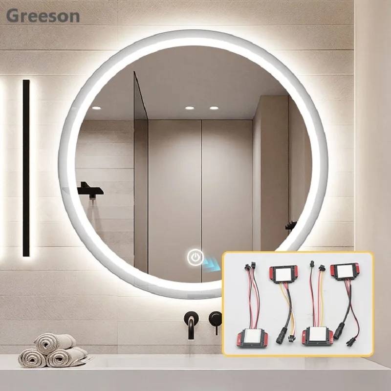 Led Mirror Smart 12V 3A 36W Make Up Bathroom Mirror Dimmer Lighted One Color Single Touch Sensor Switch