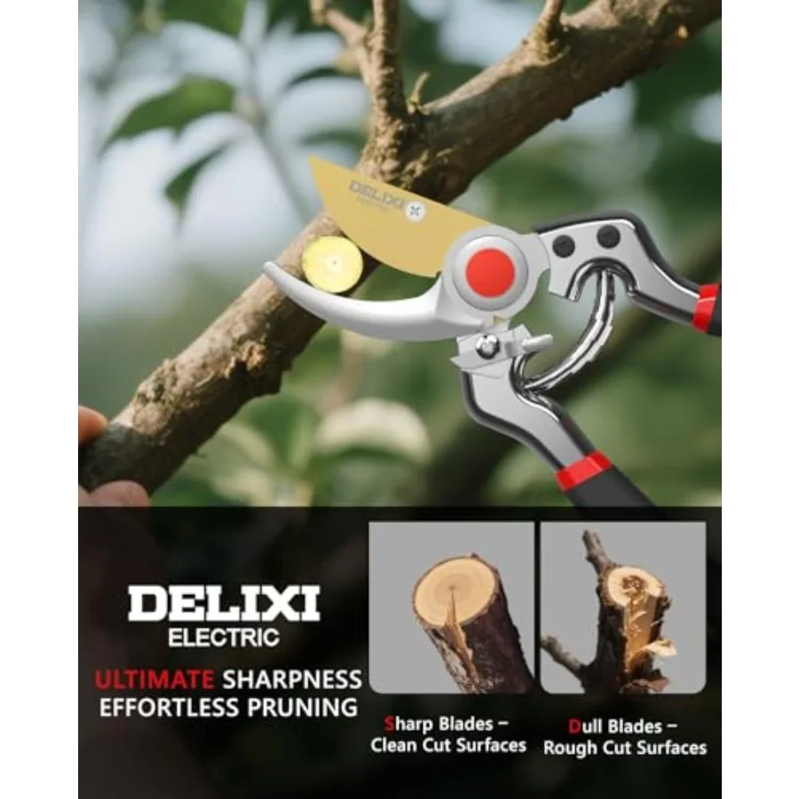 9.25 Tesouras de poda resistentes para jardineiros profissionais: design de desvio com lâmina revestida de teflon de aço SK5 para cortes suaves 1 C