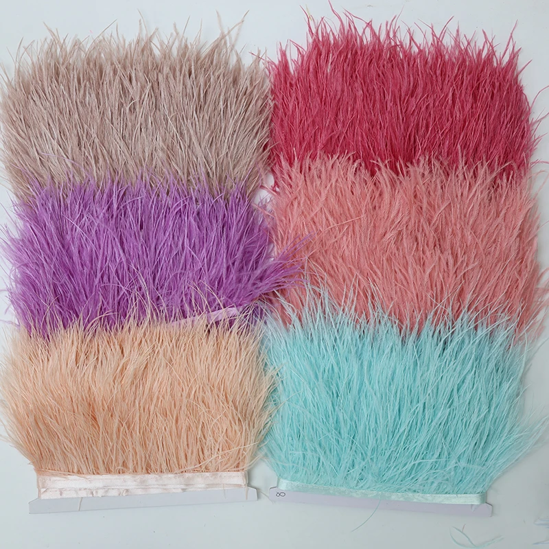 1 Meter High Quality Ostrich Feather Trim 8-10cm Ribbon Multicolor Selvage For DIY Wedding Dress Decoration Crafts Accessories