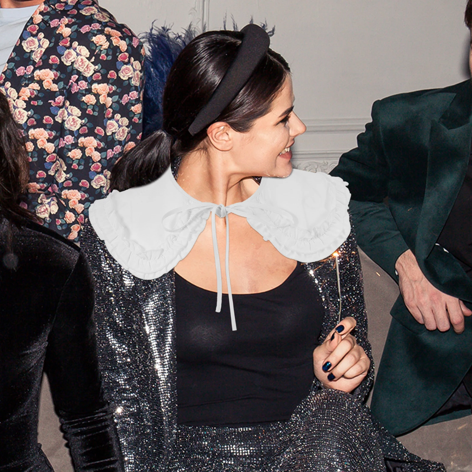 1 قطعة ورقة تكدرت طوق الزخرفية انفصال المخفية شيك ملحق لفساتين البلوزات تي شيرت النساء الملابس