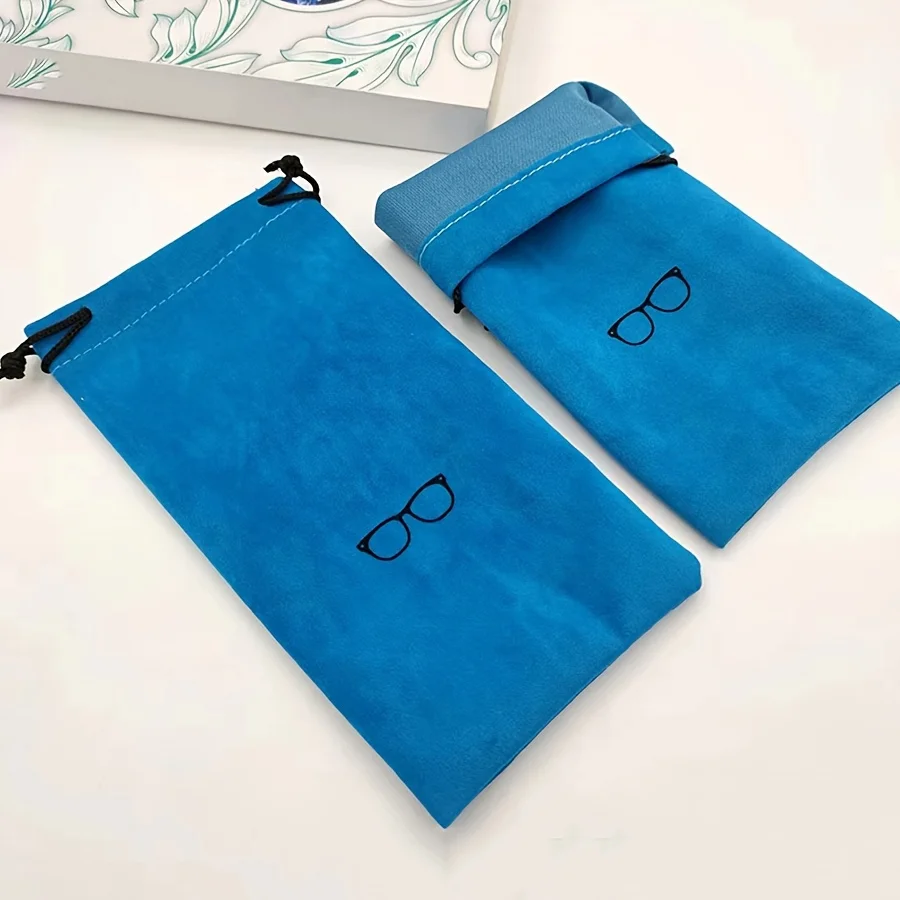 5/10 Stück Modische Tragbare Brillenetuis Brillenzubehör Weiche Brillentaschen Sonnenbrillen-Taschen Einfarbige Kordelzugbeutel – Detail 6