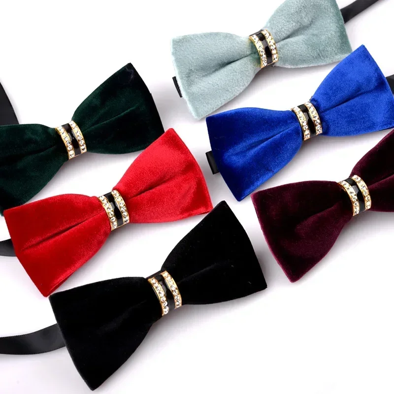 Shirt bow tie male wedding wedding groom best man South Korea velvet collar flower wholesale wine red black bow annual meeting