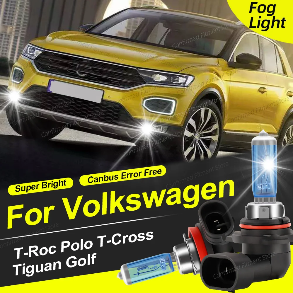 

2Pcs Canbus Error Free H8 HB4 H11 Auto Halogen Front Fog Lamps 9006 H1 Lights Bulb For Volkswagen T-Roc Polo T-Cross Tiguan Golf