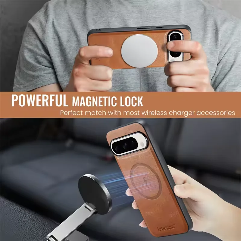 Magnetyczne etui 2w1 ze skóry PU na telefon Google Pixel 10 9 9Pro XL 8A 8Pro 8 7 7A 7Pro z odłączanym portfelem i uchwytem na karty — zdjęcie produktu 4