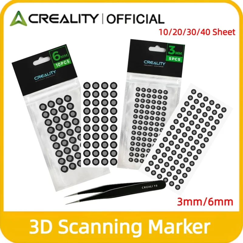 Creality 3D Scanning Marker 3/6mm Tracking Dot Diffuse Reflection Reference Points and Tweezers for CR‑Scan Raptor Otter Scanner