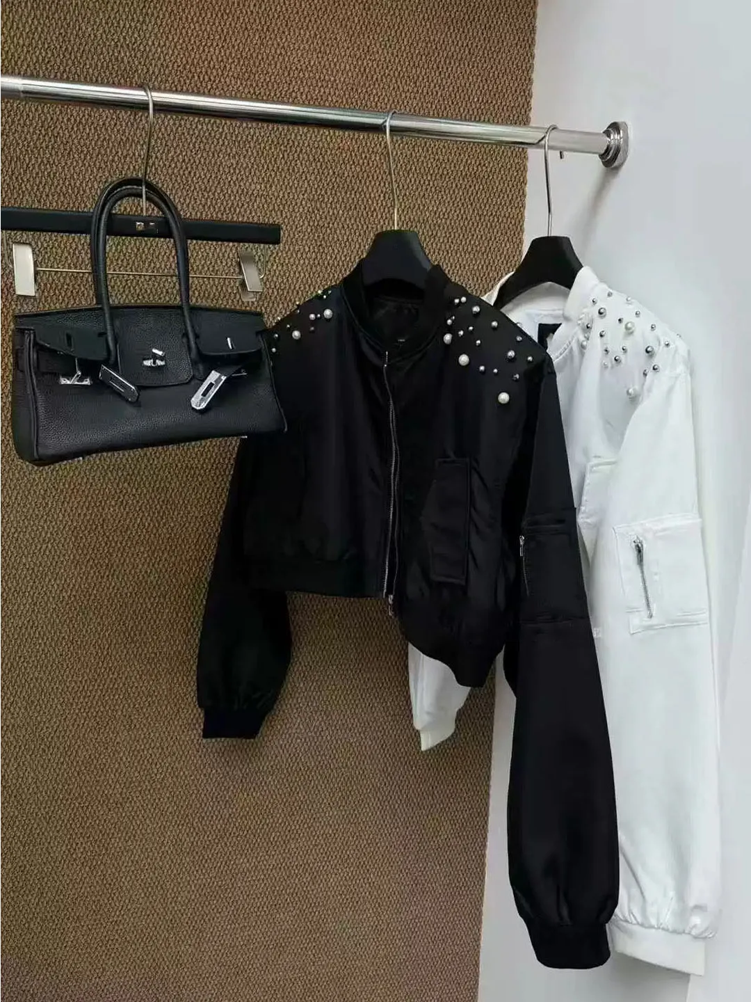 Trendy Diamond Embellished Baseball Jacket Women's Loose Casual Short Coat Spring Summer New Style Fashion Outerwear