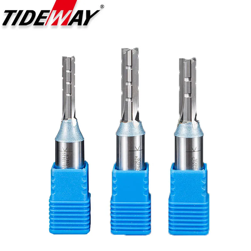 Tideway 1/2 Shank 3 Blades Cutting Straight Router Bit TCT Cutters Woodworking CNC Trimming Slot Milling Cutter for Wood MDF