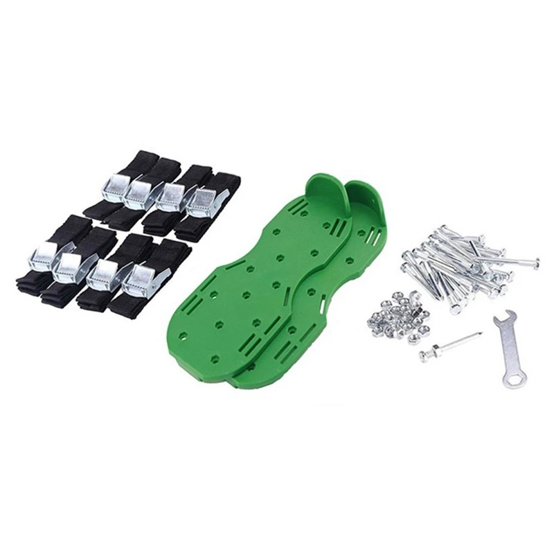 Garden Grass Scarifying Shoes Metal+PP Lawn Spikes Scarifying Shoes Lawn Punch Shoes 57Mm Black & Green