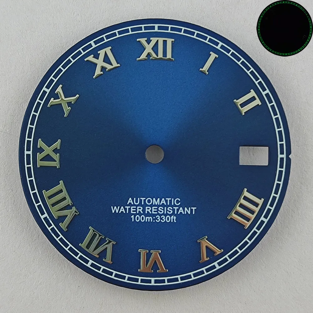 Quadrante dell'orologio da 29 mm Quadrante NH35 Quadrante con indice romano C3 Quadrante marrone/rosa/blu/conchiglia adatto per movimento NH35
