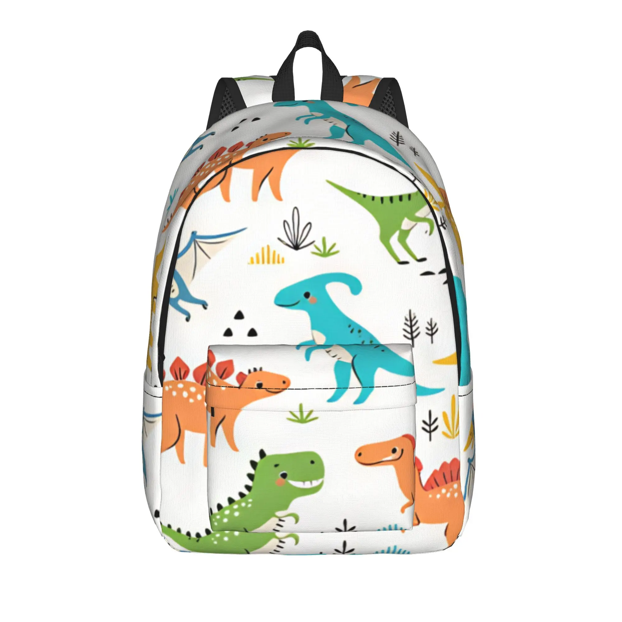 Vibrant Cartoon Dino Dinosaur Friends Pattern Backpack  Outdoor Backpacks Women Men Casual School Bags Custom Soft Rucksack