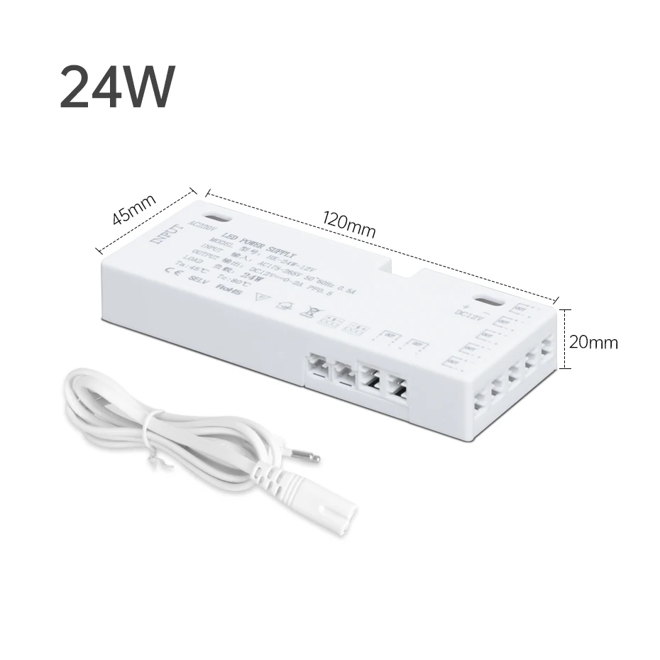 Asign 200 W 150 W 100 W 60 W 36 W 24 W LED-Schrank-Lichtleisten-Transformator AC220 V auf DC12 V/24 V für Heimgarderobe/Regal mit DuPont-Anschluss 6