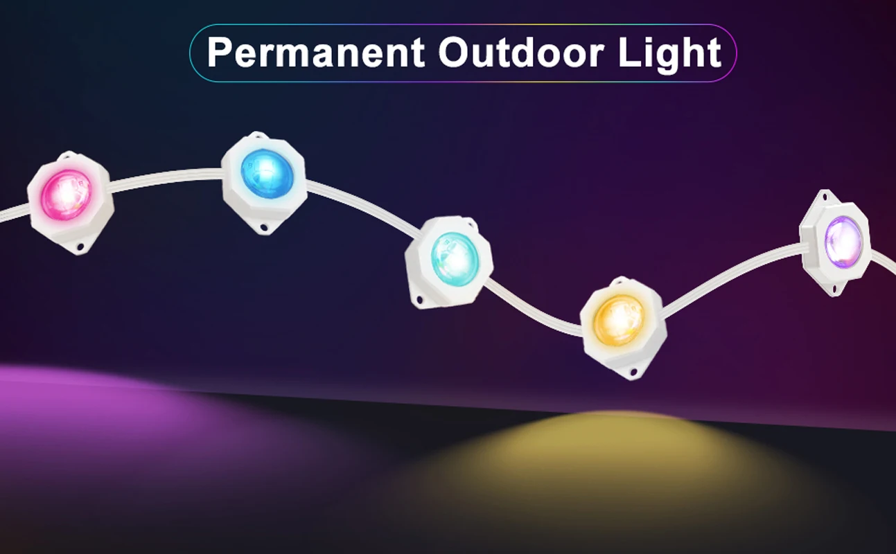 Inteligente wifi rgbic beirais luzes permanentes ao ar livre iluminação à prova dip67 água ip67 decorações de halloween fora