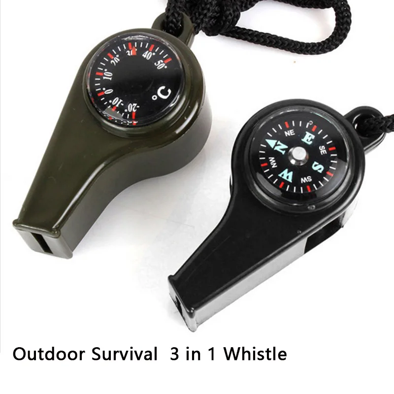 3 في 1 صفارة إنقاذ الطوارئ البوصلة ميزان الحرارة الحكم التشجيع صافرة السلع الرياضية التخييم التنزه أدوات في الهواء الطلق #1