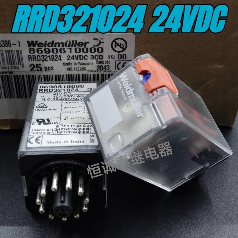 

(Совершенно новое) 1 шт./лот, 100% оригинальное реле: RRD321024 24 В постоянного тока, 11 контактов, 24 В постоянного тока, 8690610000, промежуточное реле