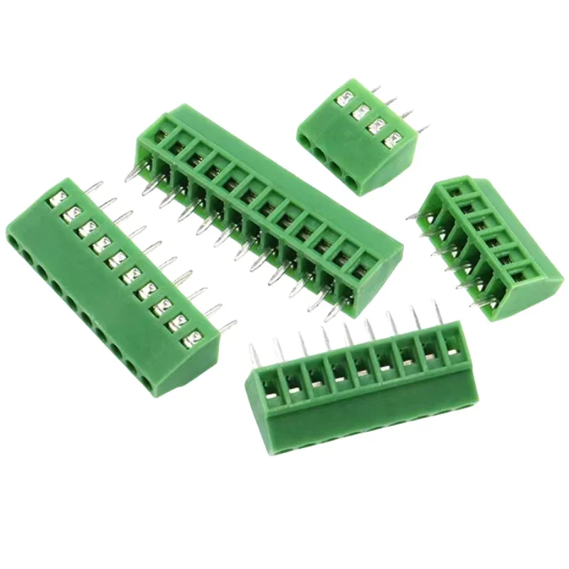 50 stks 2.54 MM PCB Universele Schroefklemmenblokken Connector 2/3/4/5/6/7/8/9/10-12 Pin/Poles KF128 Rechte Pin Koper