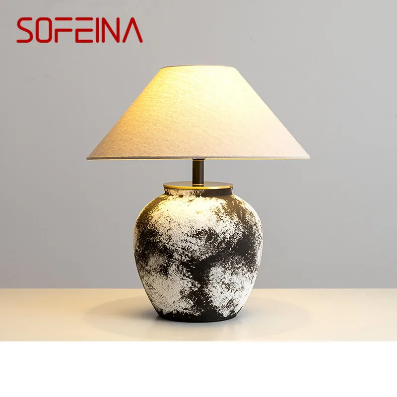 

SOFEINA Nordic Ceramics Table Lamp Modern Art Living Room Bedroom Study LED Originality Brass Desk Light