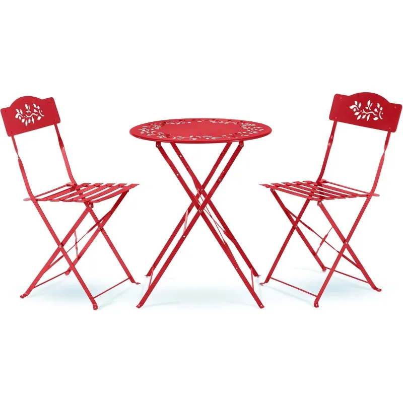 

Indoor/Outdoor 3-Piece Bistro Set Folding Table and Chairs Patio Seating, Red