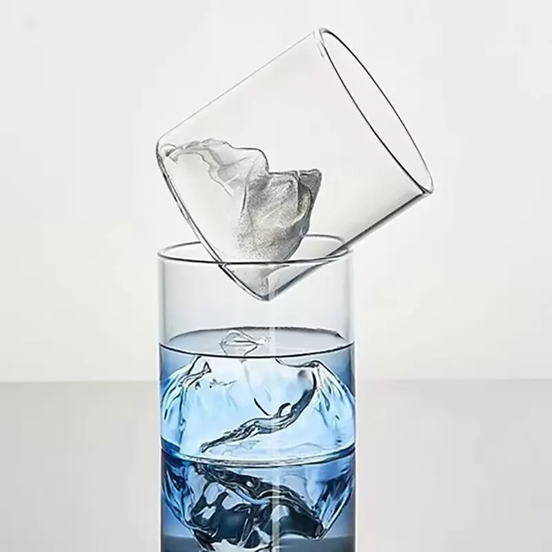 Taza de vidrio estilo japonés Retro Mount Fuji, taza para ver montañas y ríos, taza creativa para beber, taza para montaña nevada, taza para café, 2 uds.