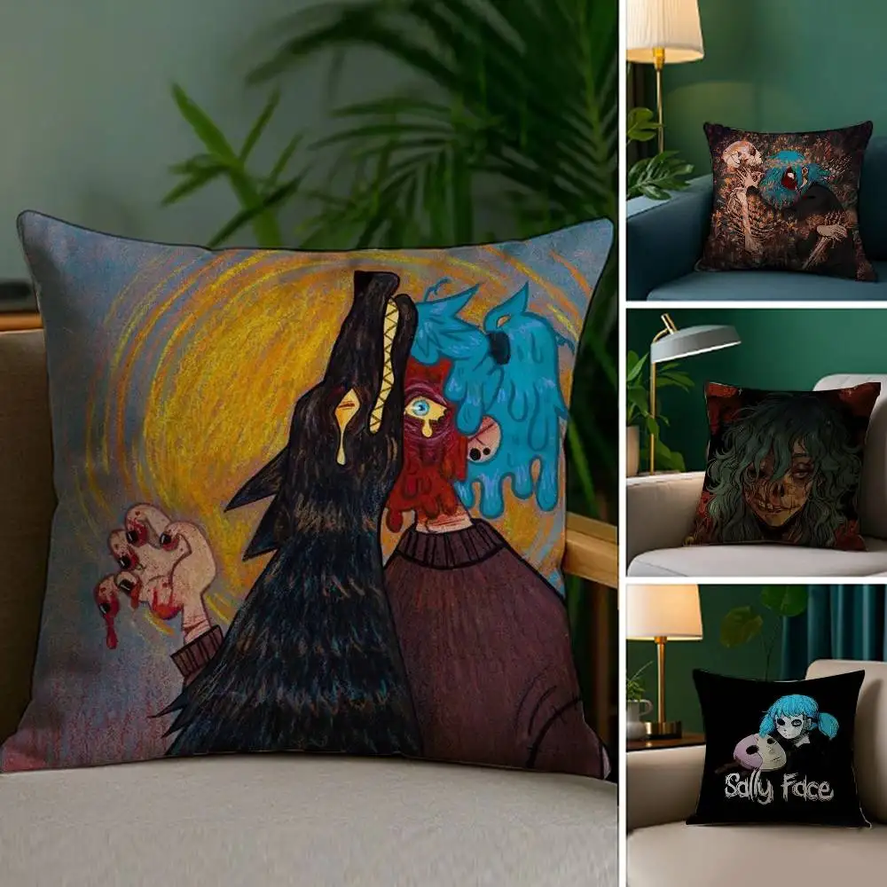 

Наволочка S-Sally Face из плюшевой ткани, мягкая двухсторонняя наволочка с принтом, наволочки для дивана