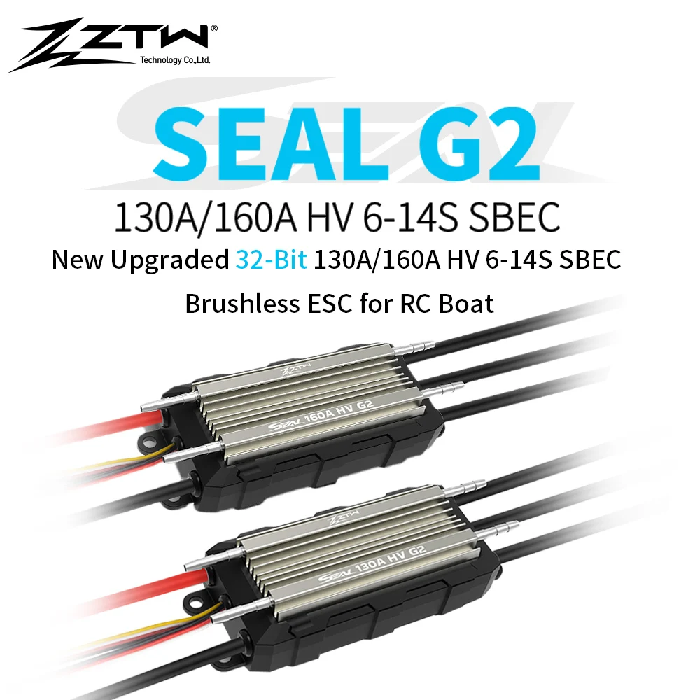 ZTW  Upgraded 32BIT Seal G2 130A/160A ESC HV 6-14S 10A SBEC 6/7.4/8.4V Waterproof Bidirectional Speed Control For RC Racing Boat