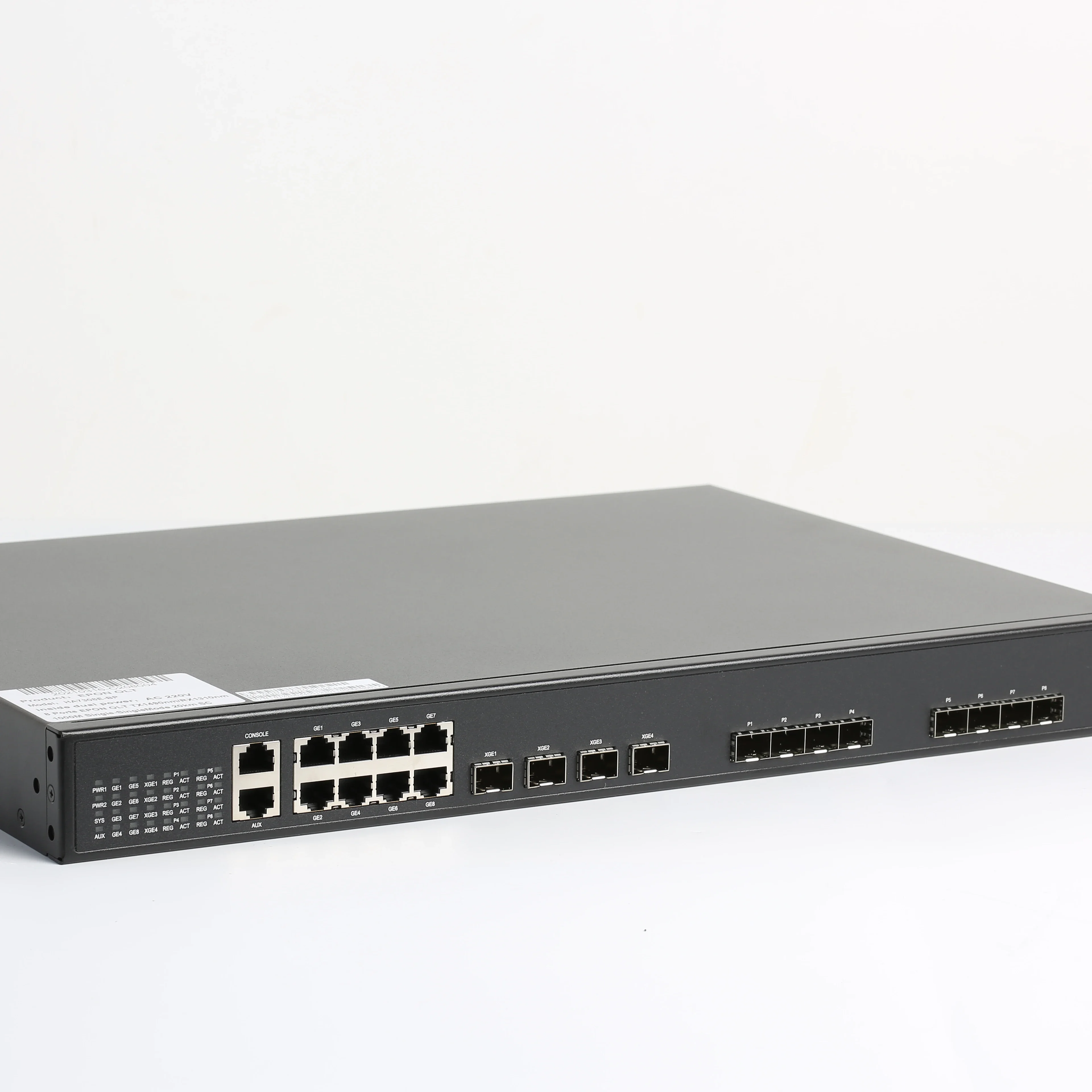 HA7308E Dual power supply OLT 1U Standard rack-mount high-efficiency EPON OLT 8 PON ports, 12 upstream ports EPON OLT for FTTx